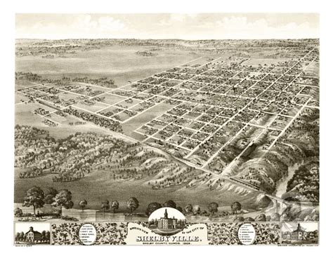 Vintage Map Of Shelbyville Illinois 1869 Art Print By Teds Vintage