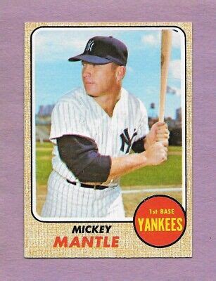 1968 Topps 280 Mickey Mantle HOF Yankees EXMT Corners Light Wrinkle