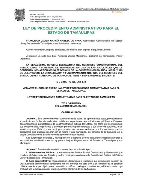 Pdf Ley Procedimiento Administrativo Tamaulipaspo Tamaulipas Gob Mx