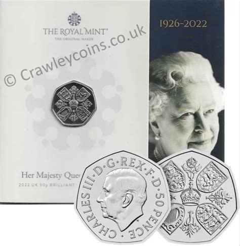 2022 QUEEN ELIZABETH II Memorial King Charles III UK 50p BU Royal Mint