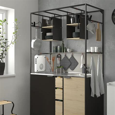 ÄSPINGE kitchenette black ash 120x60x202 cm IKEA Lietuva