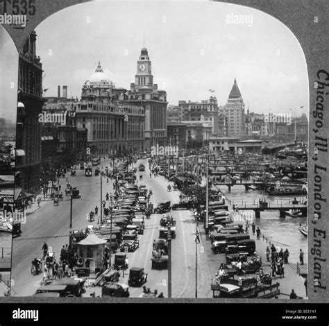 Busy Street Scene The Bund Shanghai China Circa 1900 Stock Photo