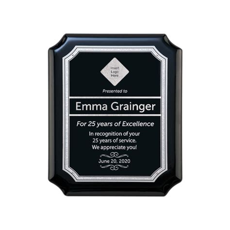 Career Recognition Gloss Black And Silver Wall Plaque With Scalloped