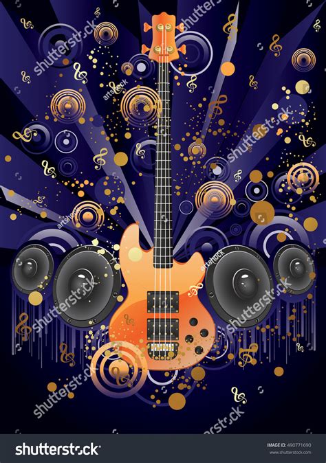 Decorative Grunge Funky Music Poster Guitar Stock Vector Royalty Free