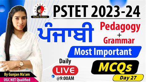 Pstet Punjabi Important Mcqs Punjabi Grammar Pedagogy