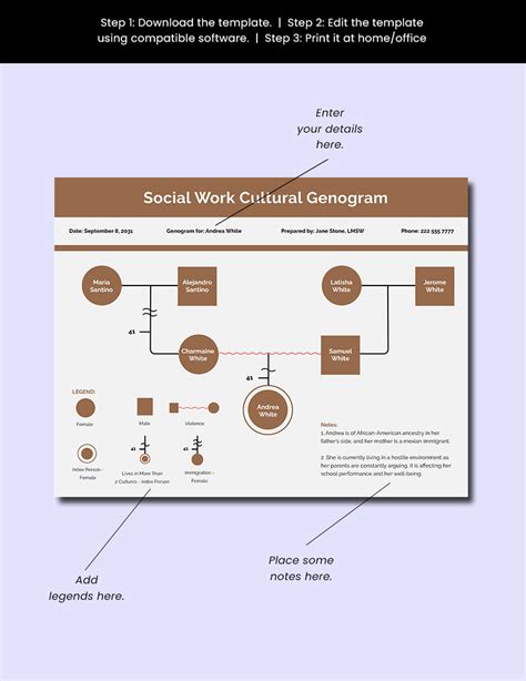 Social Work Cultural Genogram Template In Word Indesign Pages