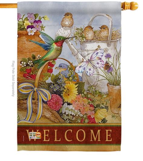 Welcome Spring Birds Decorative House Flag & more garden flags at ...