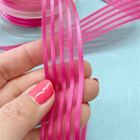 Hot Pink Satin Striped 1 Organza Ribbon Renaissance Fabrics