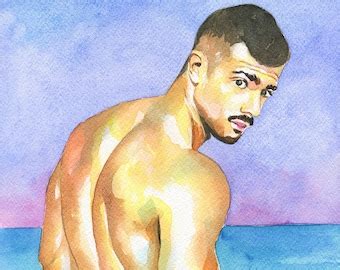 Print Of Original Art Work Watercolor Painting Gay Male Nude Etsy