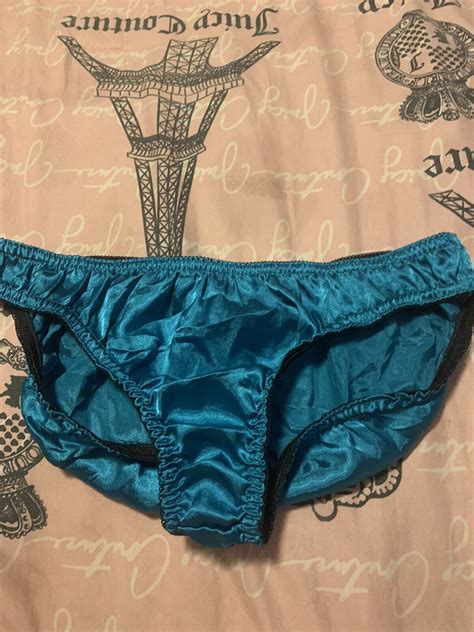 Vintage 90s Second Skin Satin TEAL Bikini Sissy Panti Gem