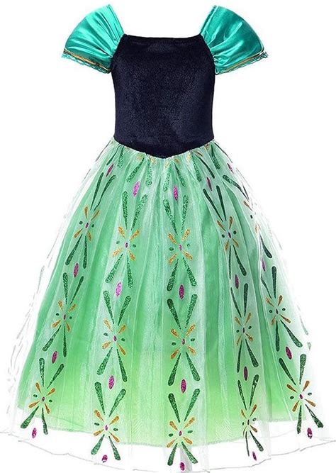 Prinses Anna Jurk Frozen Prinsessenjurk Verkleedkleding Groen