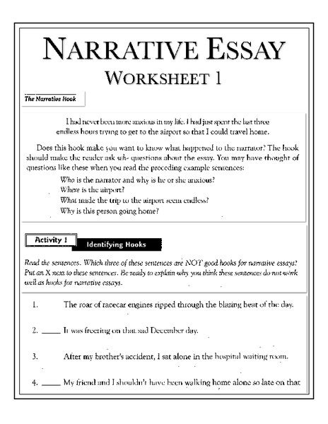 Elements Of A Narrative Worksheet