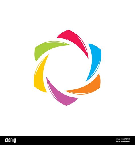 Simple Curves Rotation Colorful Geometric Logo Vector Stock Vector