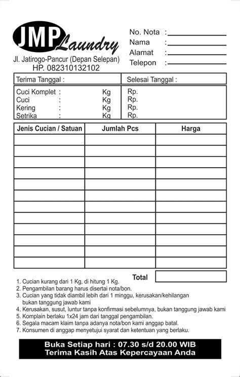 Download Template Nota Format Cdr