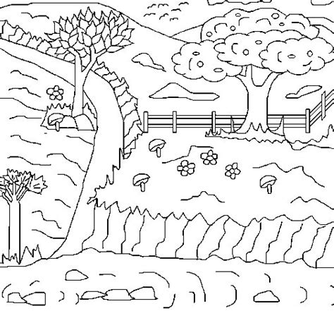 Desenho De Paisagem Rural Para Colorir Colorir