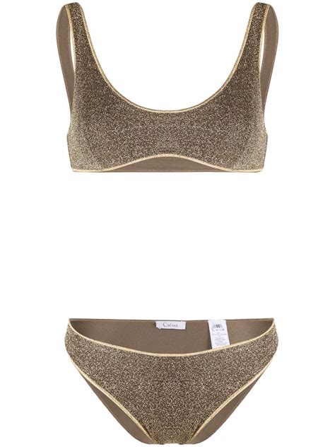 Oséree metallic effect Bikini Set Farfetch