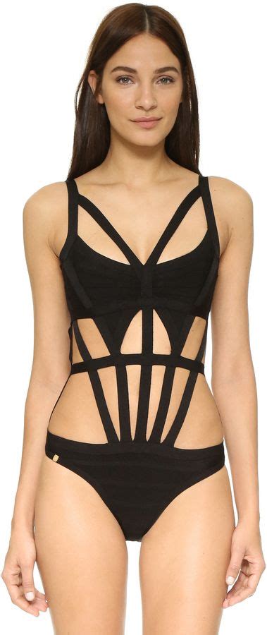 Shopbop Herve Leger Cutout One Piece Swimsuit One Piece Herve