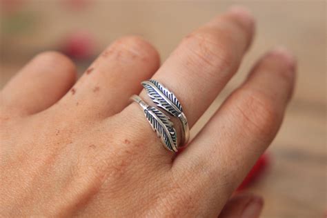 Adjustable Feather Ring Sterling Silver Feather Ring Navajo