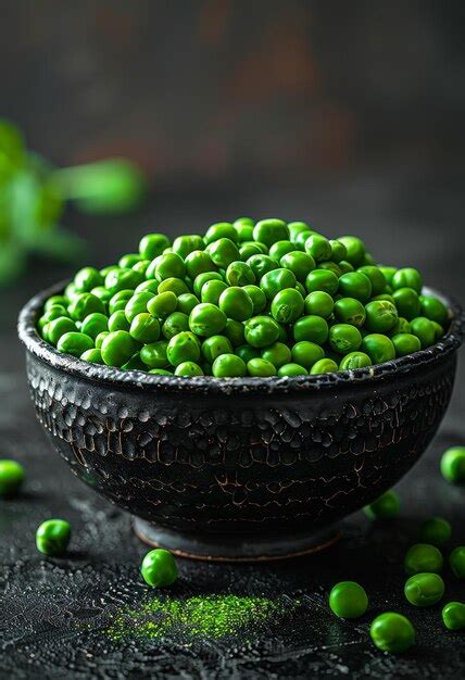 Premium Photo Green Peas In Bowl On Dark Background