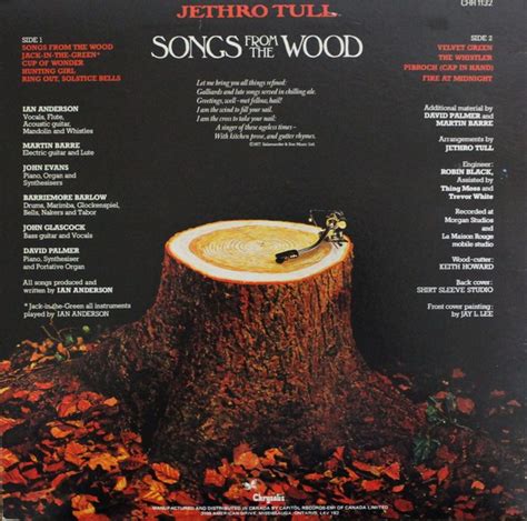 Jethro Tull Songs From The Wood Vinyl LP Blue Label Canadian