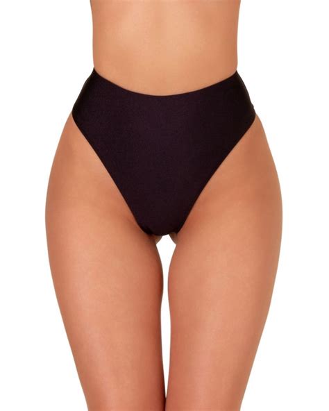 Black Thong High Rise Bikini Bottom L Vivien Vance