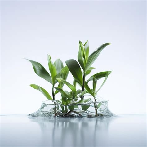 Premium Photo A Green Plant Growing In Water