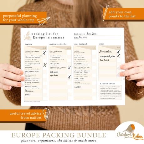 Packing List Planner Europe Packing Planner Travel Planner