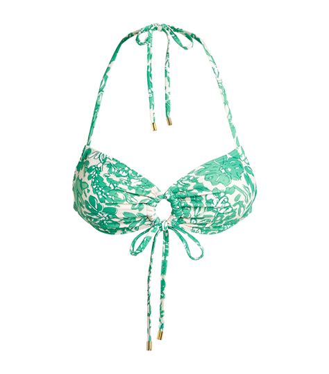 Peony Clover Print Bikini Top Harrods US