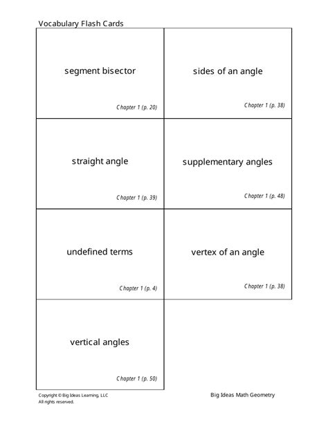 Math Geometry Vocabulary Flashcards Download Printable Pdf Templateroller