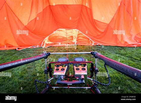 Hot Air Balloon Being Filled By Fire Stock Photo Alamy