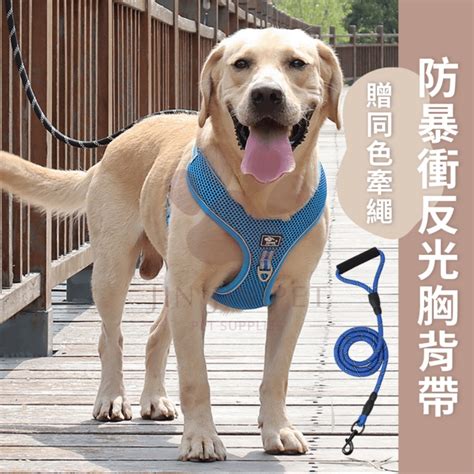 【現貨送牽繩】狗狗胸背帶 胸背帶 狗鏈 中大型犬胸背帶 大狗胸背帶 狗牽繩胸背帶 寵物胸背帶 牽引繩 防暴衝 反光 蝦皮購物