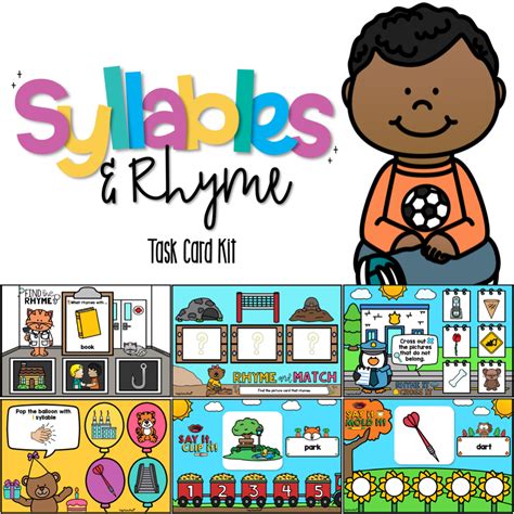 Syllables And Rhyme Task Card Package Top Teacher