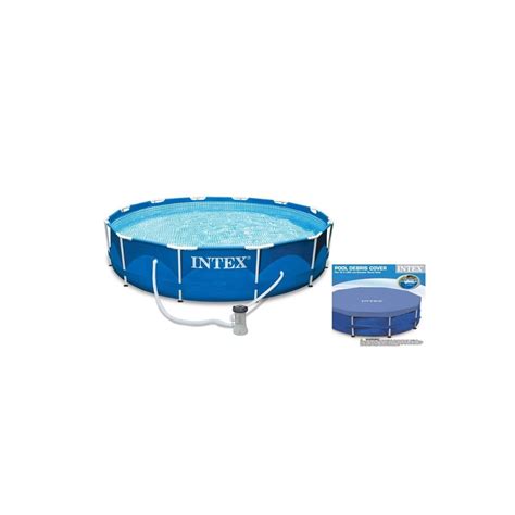 Intex 10ft X 30in Metal Frame Swimming Pool Set With Filter And Debris Cover The Market Depot