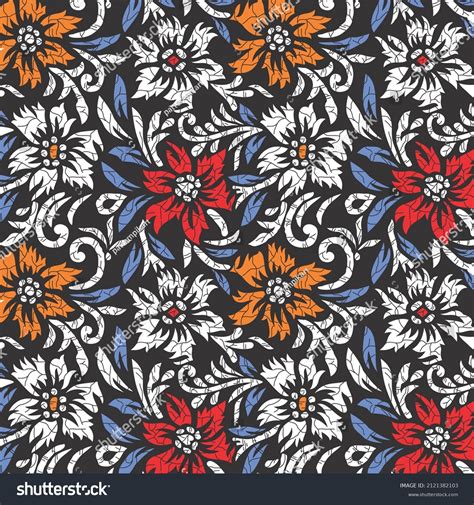 Flower Batik Pattern Use Fabric Wall Stock Vector Royalty Free