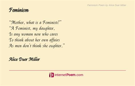 Feminism Poem By Alice Duer Miller