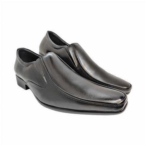 Black and White Formal Leather Shoe For Men - 31020215 - Black