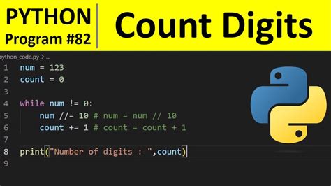 Python Program 82 Count The Number Of Digits Present In A Number In Python Youtube