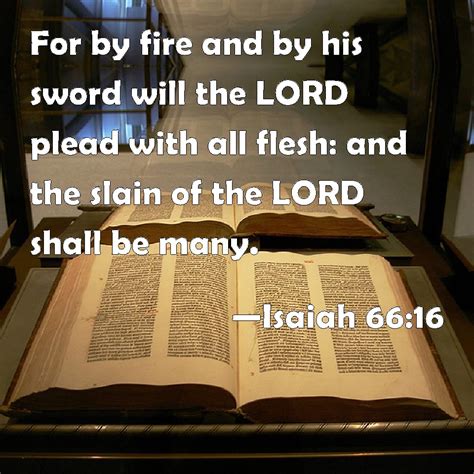 Isaiah 66:16 For by fire and by his sword will the LORD plead with all ...