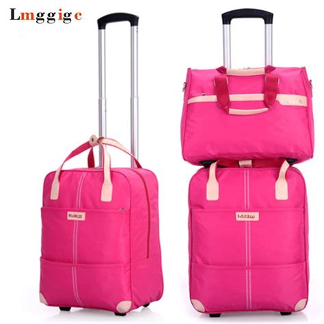 Women Rolling Luggage Bag Set Waterproof Oxford Cloth Travel Suitcase