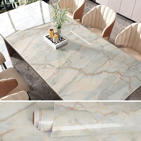 Veelike Blue Gold Marble Wallpaper Self Adhesive Marble Contact Paper