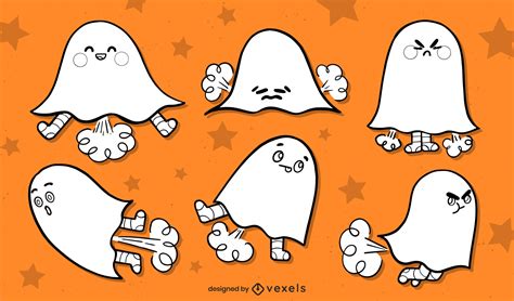 Halloween Ghosts Spirits Cartoon Set Vector Download