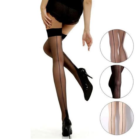 Womens Sexy Stockings Cuban Heel Back Seam Stockings Wide Lace Up