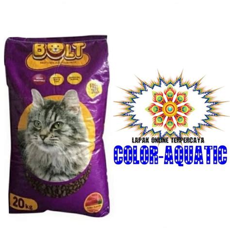 Jual Bolt Kucing Makanan Pakan Kucing Karungan Bolt 20kg Bentuk Ikan