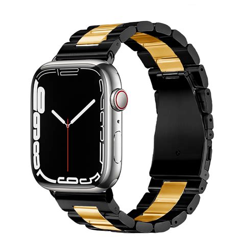 Apple Watch Stalen Band Zwart Goud Smartwatchbanden Nl