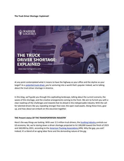 The Truck Driver Shortage By Warrior Logistics Issuu