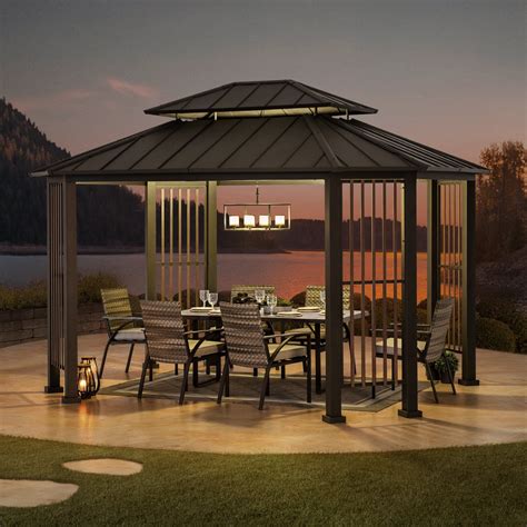 Sunjoy Hardtop Gazebo Kits For Sale 11x13 For Outdoor Backyard Patio Golden Bull Marketing