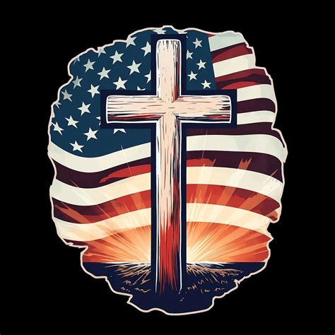 Cross American Flag Logo Digital Art Jesus God Sun Son Church Clip Art