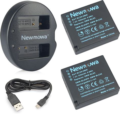 DMW BLE9 Newmowa Replacement Battery 2 Pack And Dual USB Charger For