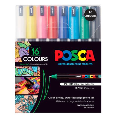 POSCA PC 1MR Paint Marker 16 Piece Assorted Pack POSCA NZ