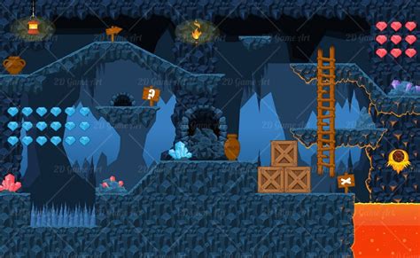 Cartoon Cave Platformer Tileset Royalty Free Game Asset D Game Images